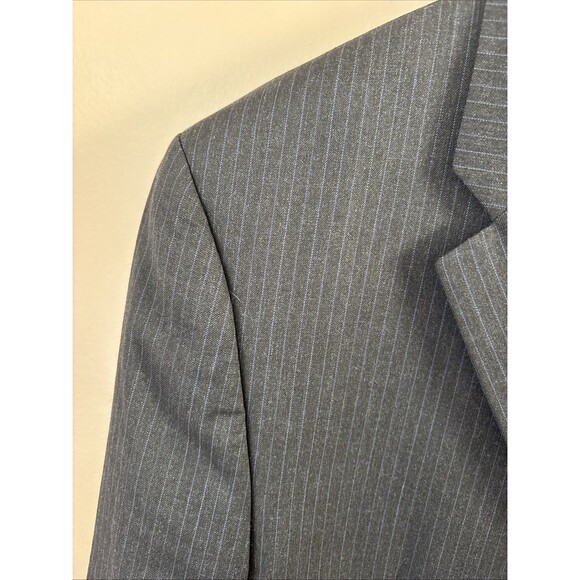 Lauren Ralph Lauren Men’s Black Wool Sports Jacket Blazer Blue Stripes 44R - Picture 2 of 12